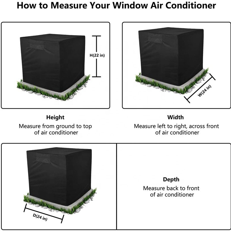 Heavy Duty Waterproof and Dustproof 600D Oxford Central Air Conditioner Covers for Outside Units Ac Cover