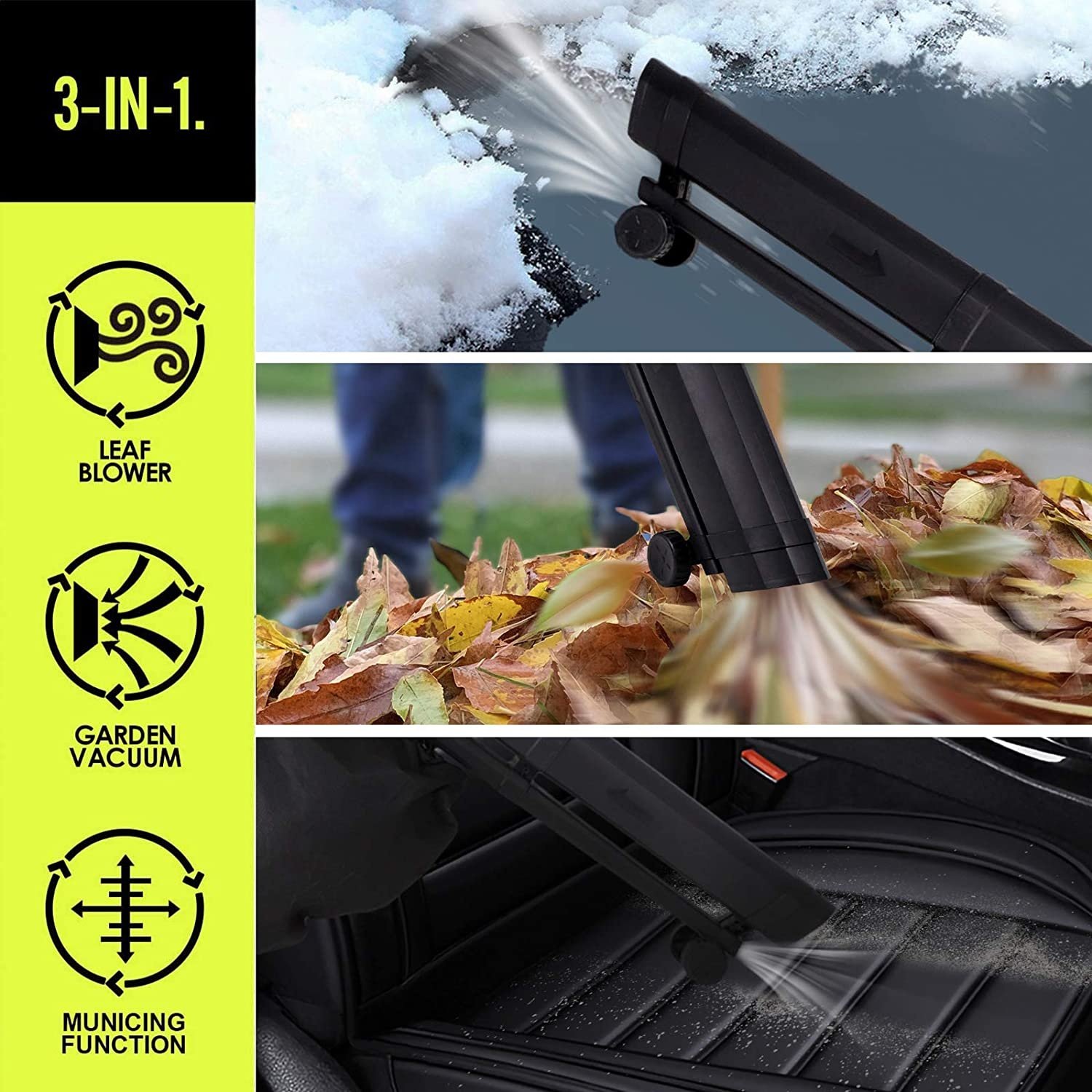Vertak 3000W Corded Electric Leaf Blower Garden Mulcher Back Pack Vacuum Blower Cleaner for Blowing Snow Leaves Patio Yard Work