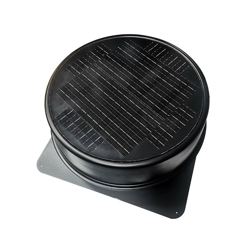 Home Roof Extract Ventilation 12" Integrated Black Round Centrifugal Air Conditioning DC 15V Attic Solar Exhaust Fan for Roof