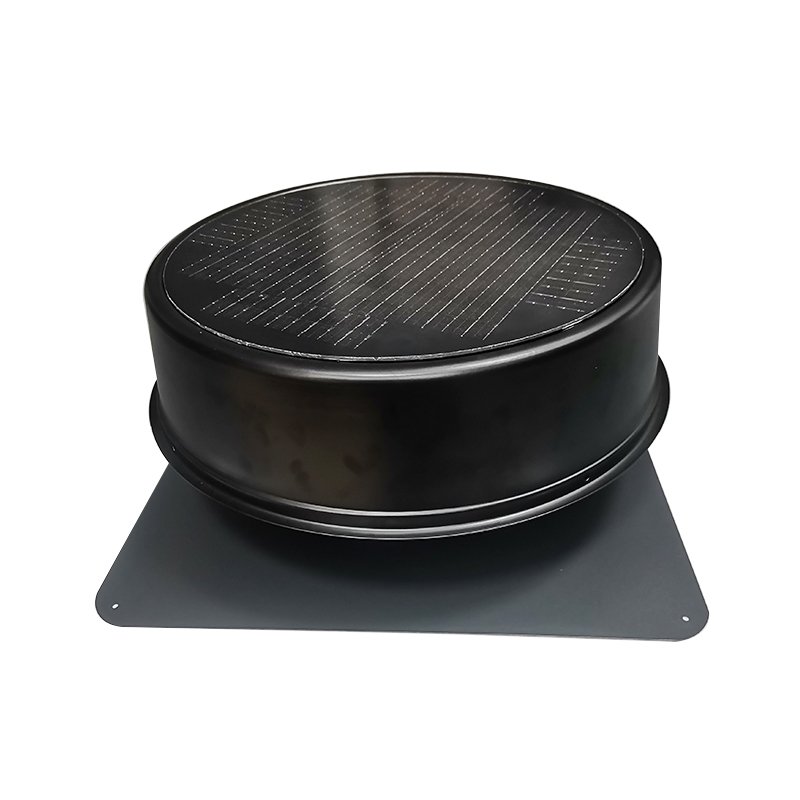 Home Roof Extract Ventilation 12" Integrated Black Round Centrifugal Air Conditioning DC 15V Attic Solar Exhaust Fan for Roof