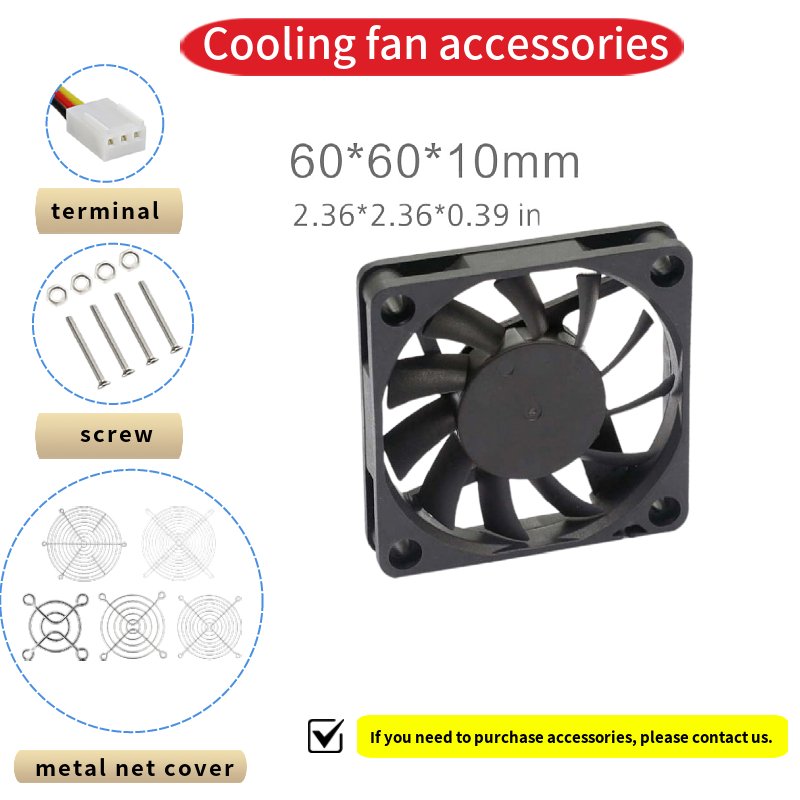 60x60x10mm DC5V 12V 24V 6500RPM Small Laboratory Exhaust Fan Solar air Conditioner Recharging Fan Ventilateur Cooling Fan
