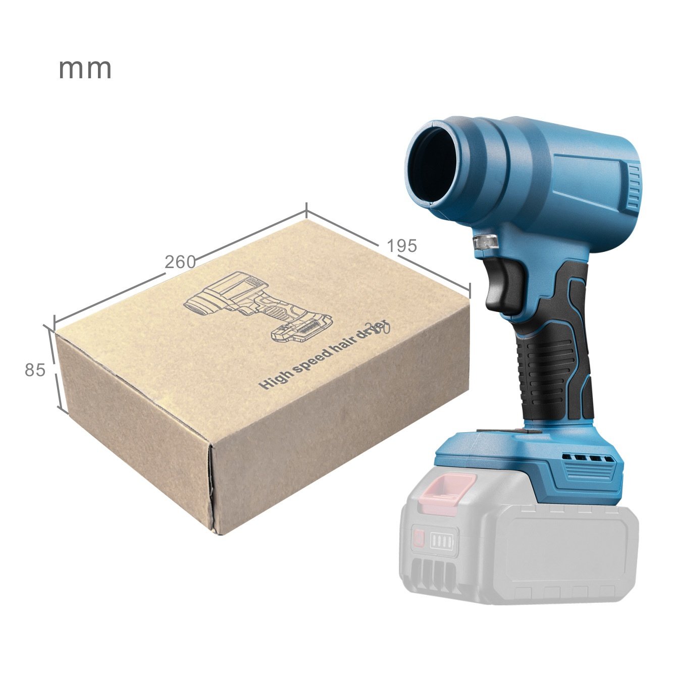 High-Power Lithium Battery Blower Fan Industrial Dust Removal Air Blower with Turbo for DIY Foreign Trade Model Violent Ducted