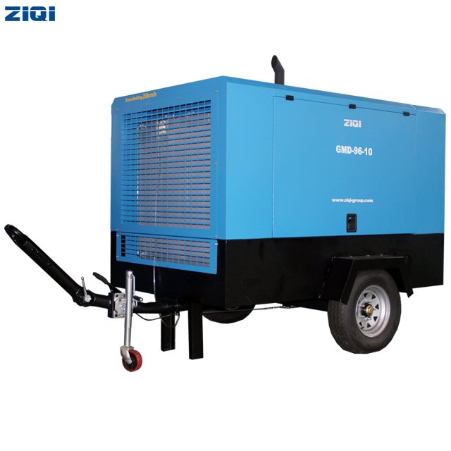 Saving Energy Hot Selling 92KW Air-cooled Mobile diesel air Screw Compressor with Four Wheels for Jack Hammer