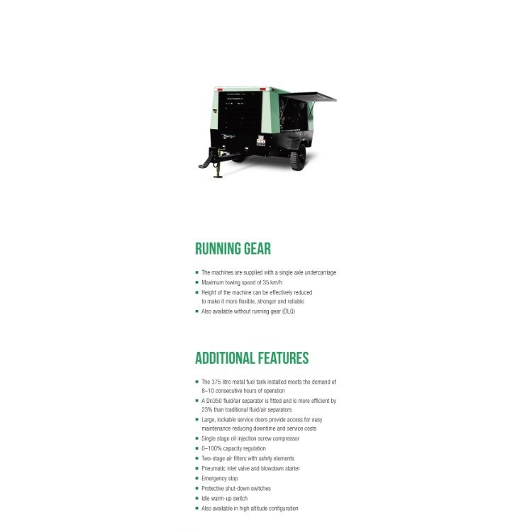 Sullair 550RH /600RH/600XH 17bar Mobile Oil Pressure diesel cummins Engine Portable Screw air Compressor