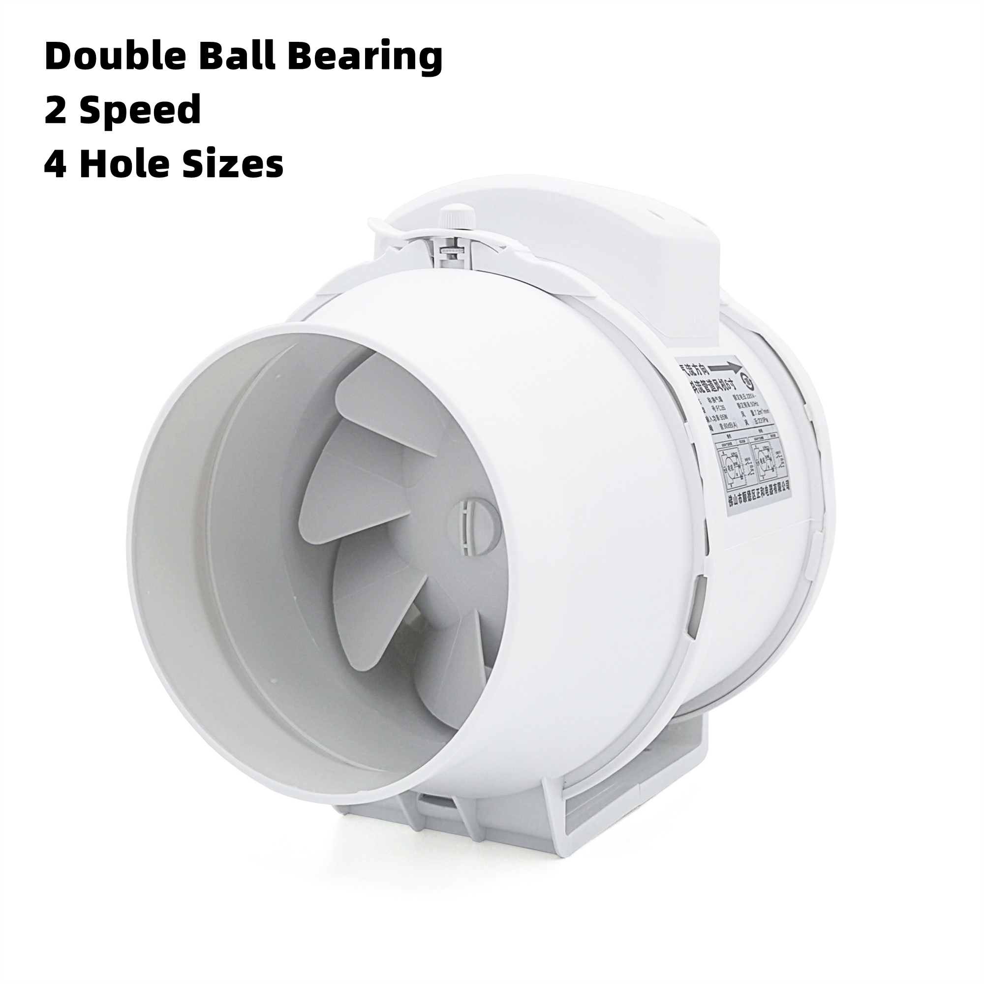 High Pressure Low Noise Circular 6 Inch Duct Ventilation Fan Use for Reading Room/Bathroom