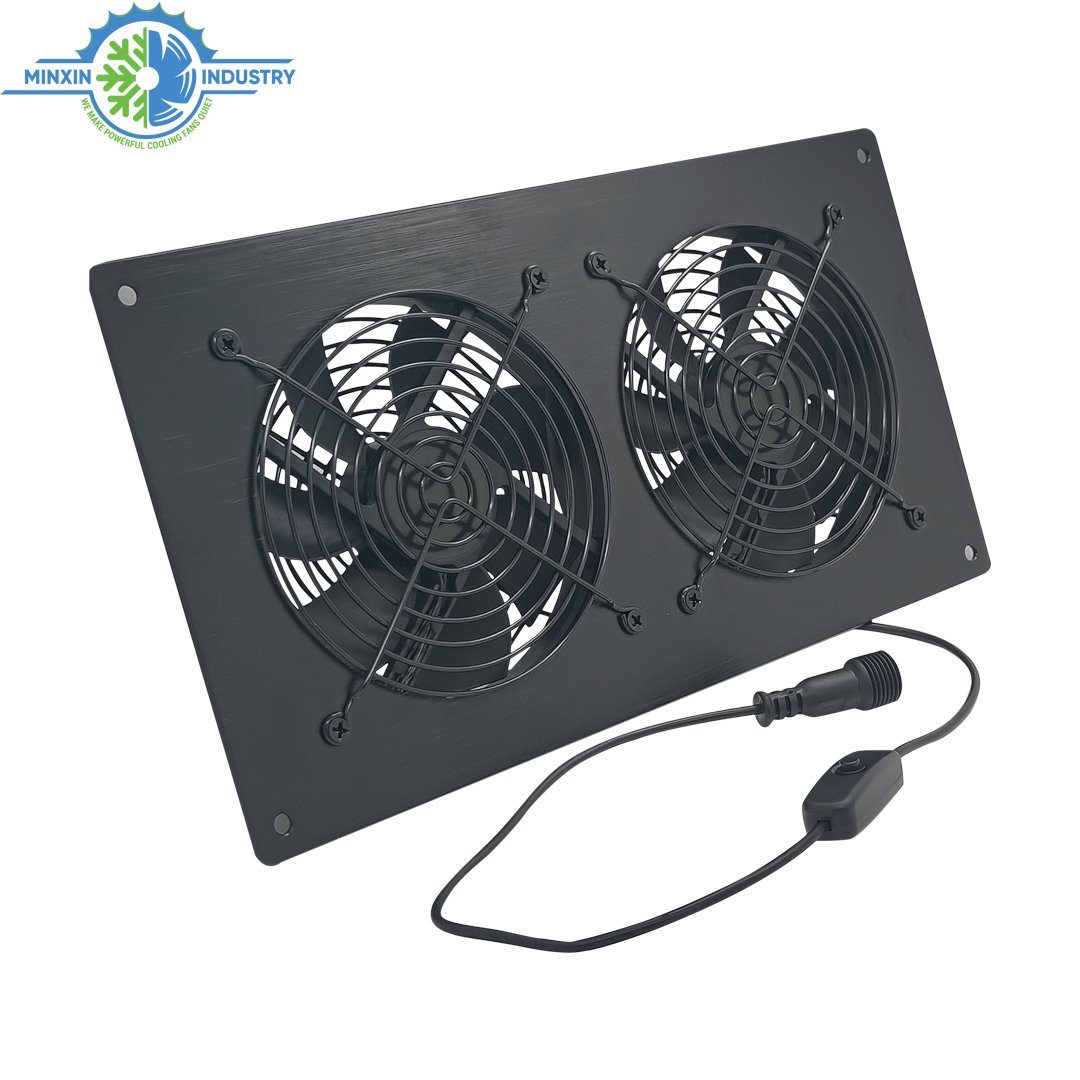 Double 120x120mm Cooling Fan 12V DC Cooling Fan Cabinet Fan Blower for Stereo