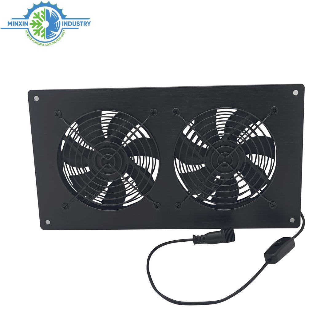 Double 120x120mm Cooling Fan 12V DC Cooling Fan Cabinet Fan Blower for Stereo