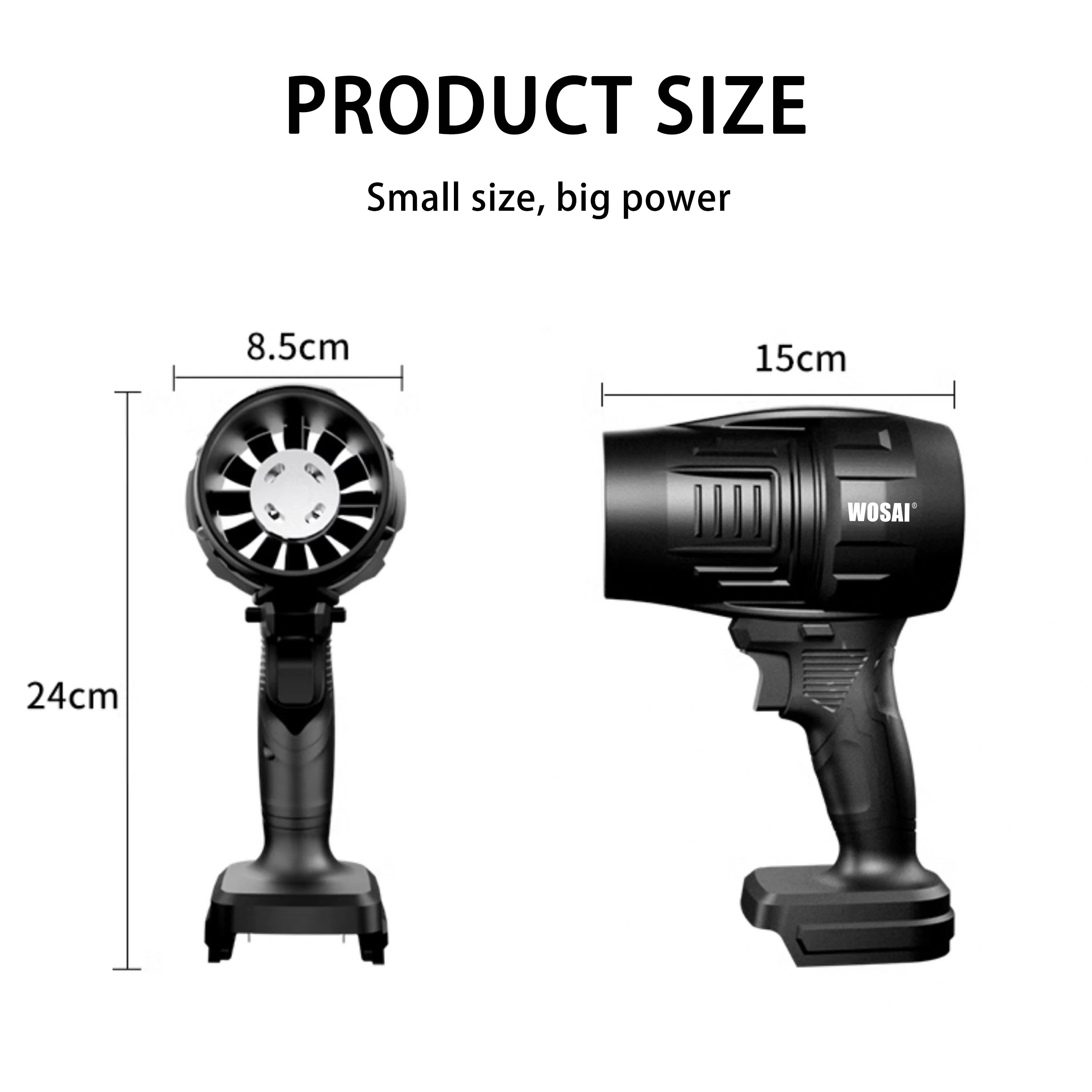 WOSAI 650g 20V Thrust 1050w Battery Detachable Supper Big Jet Fan Air Hammer Industrial Blower Car Dryer