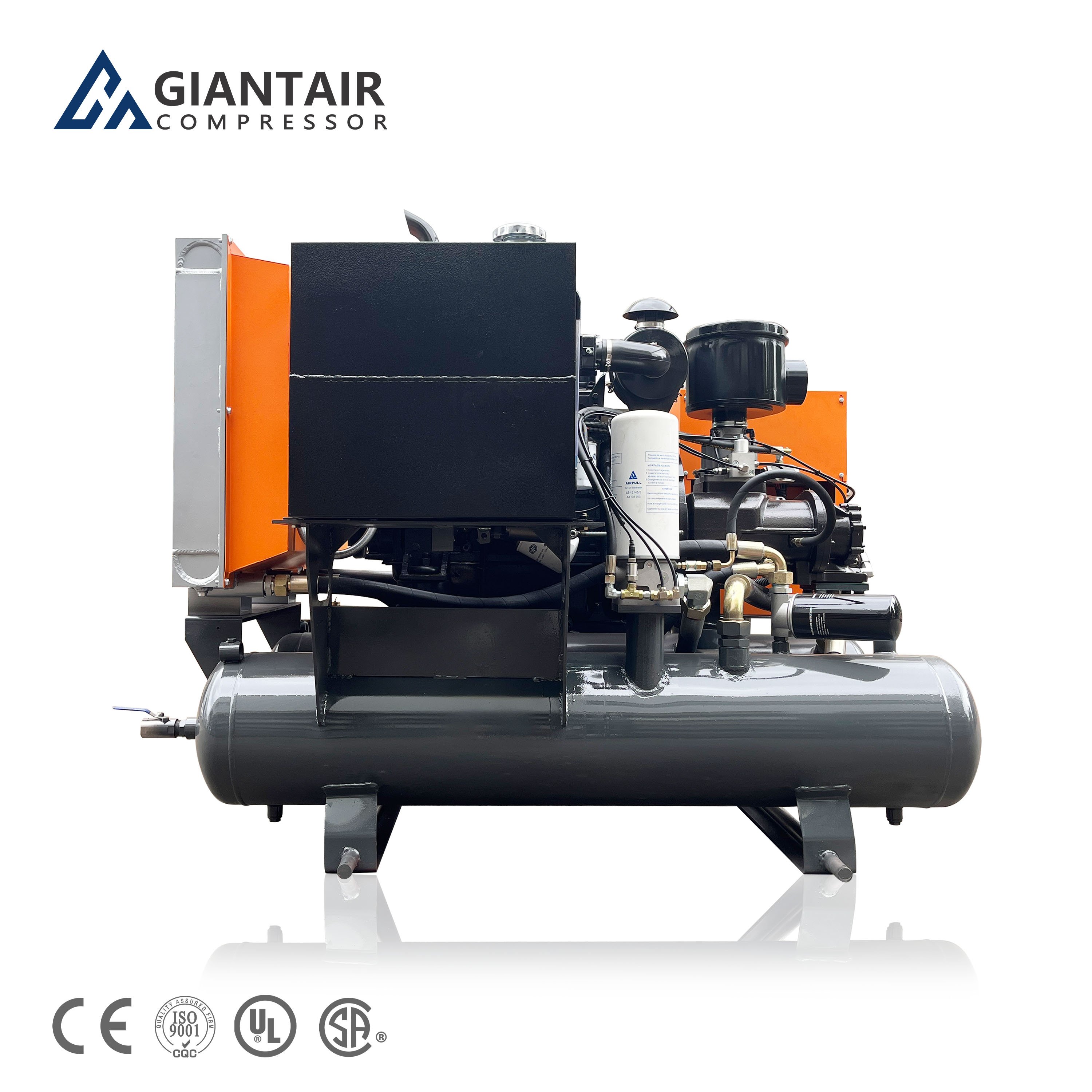 GIANTAIR Double tank Underground Mine diesel Portable Screw air Compressor for Mining Rock Drill