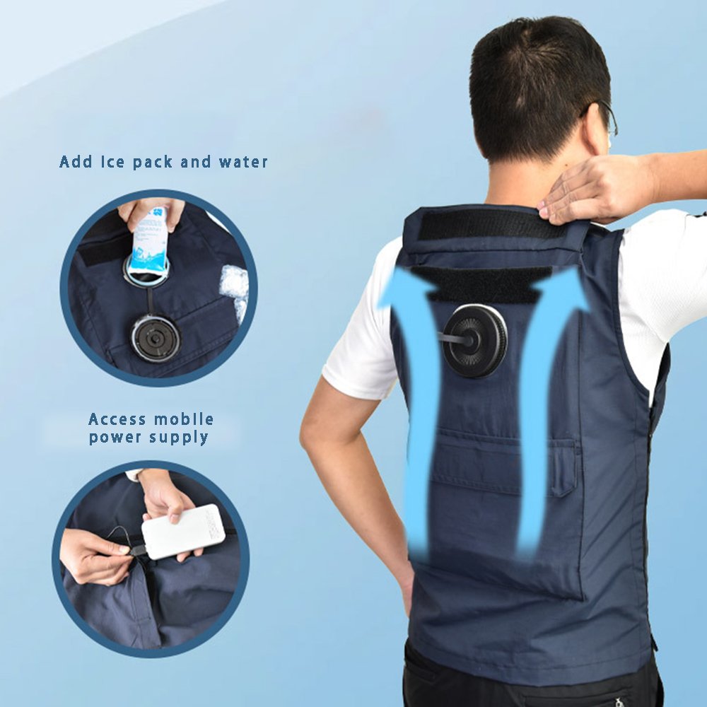 Men's Summer Casual Cooling Vest Air-Conditioned Water-Circulated Heatstroke Prevention Warm Down Filled for Work Nylon Shell