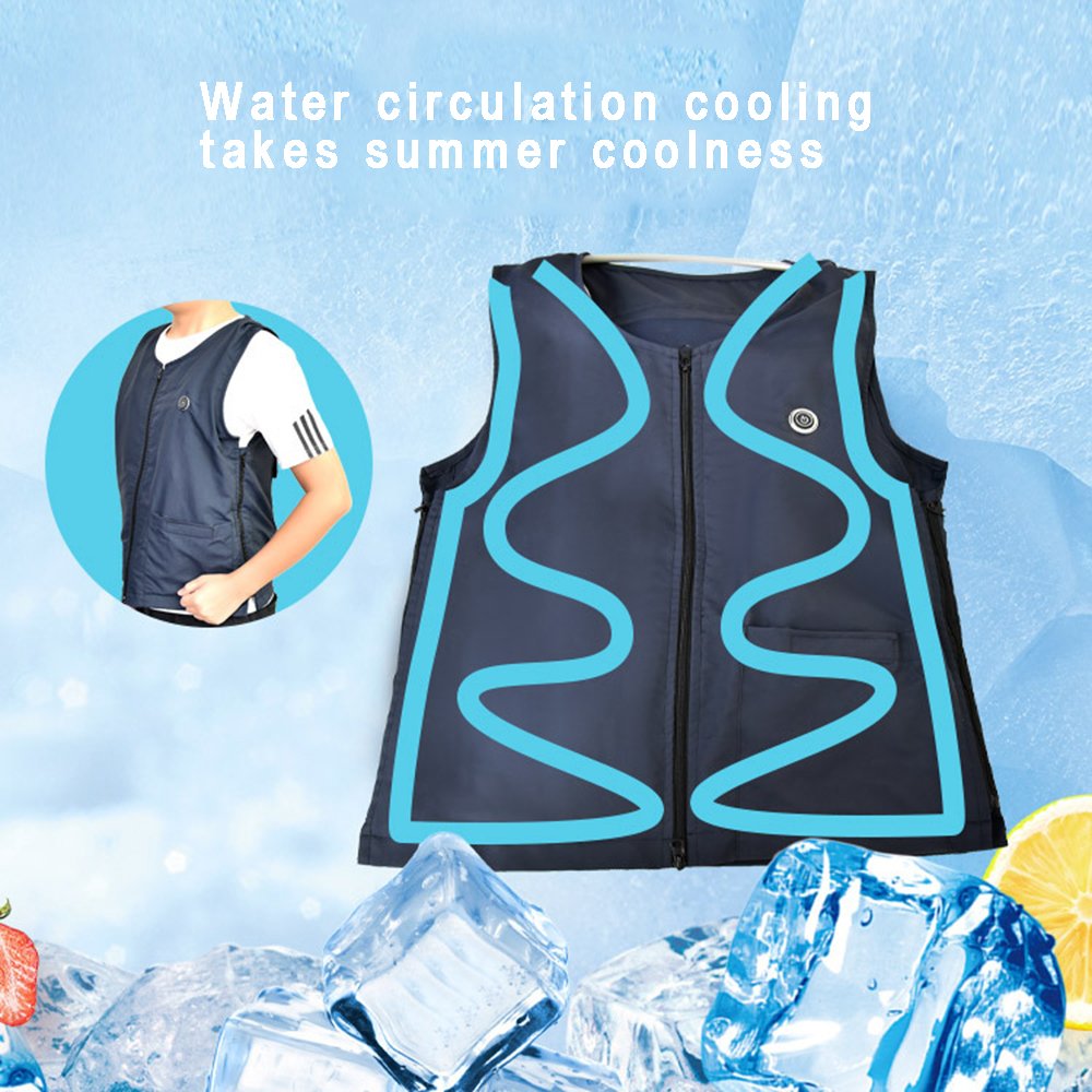 Men's Summer Casual Cooling Vest Air-Conditioned Water-Circulated Heatstroke Prevention Warm Down Filled for Work Nylon Shell