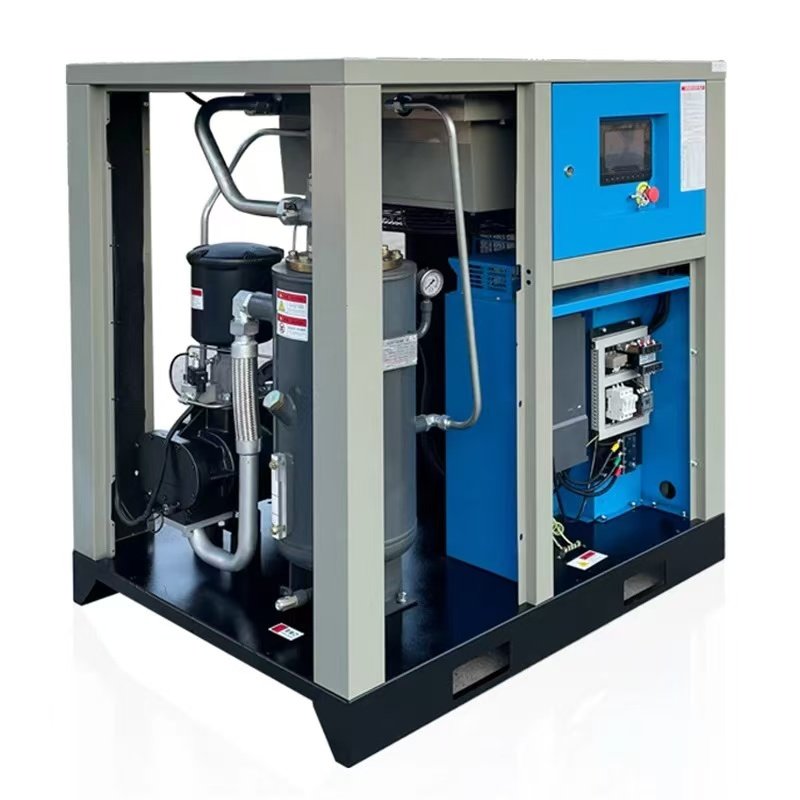 Dual Stage 22kw-160kw Screw Air Compressor Industrial 8-10 Bar Compressors with Oil Lubrication Engine Motor Core Components