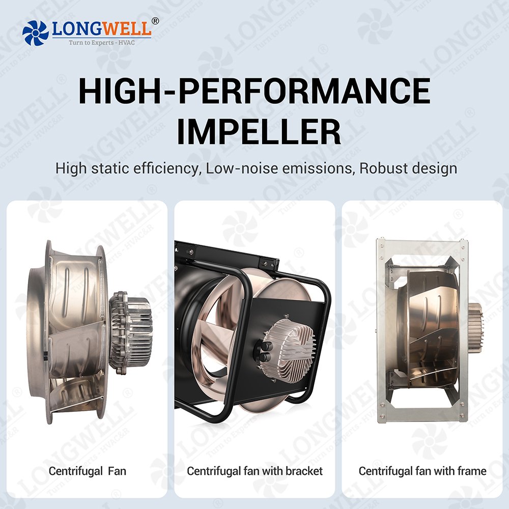 LONGWELL High Quality 190mm Low Noise EC Centrifugal Blower Fan Industrial Ec Backward Centrifugal Fan