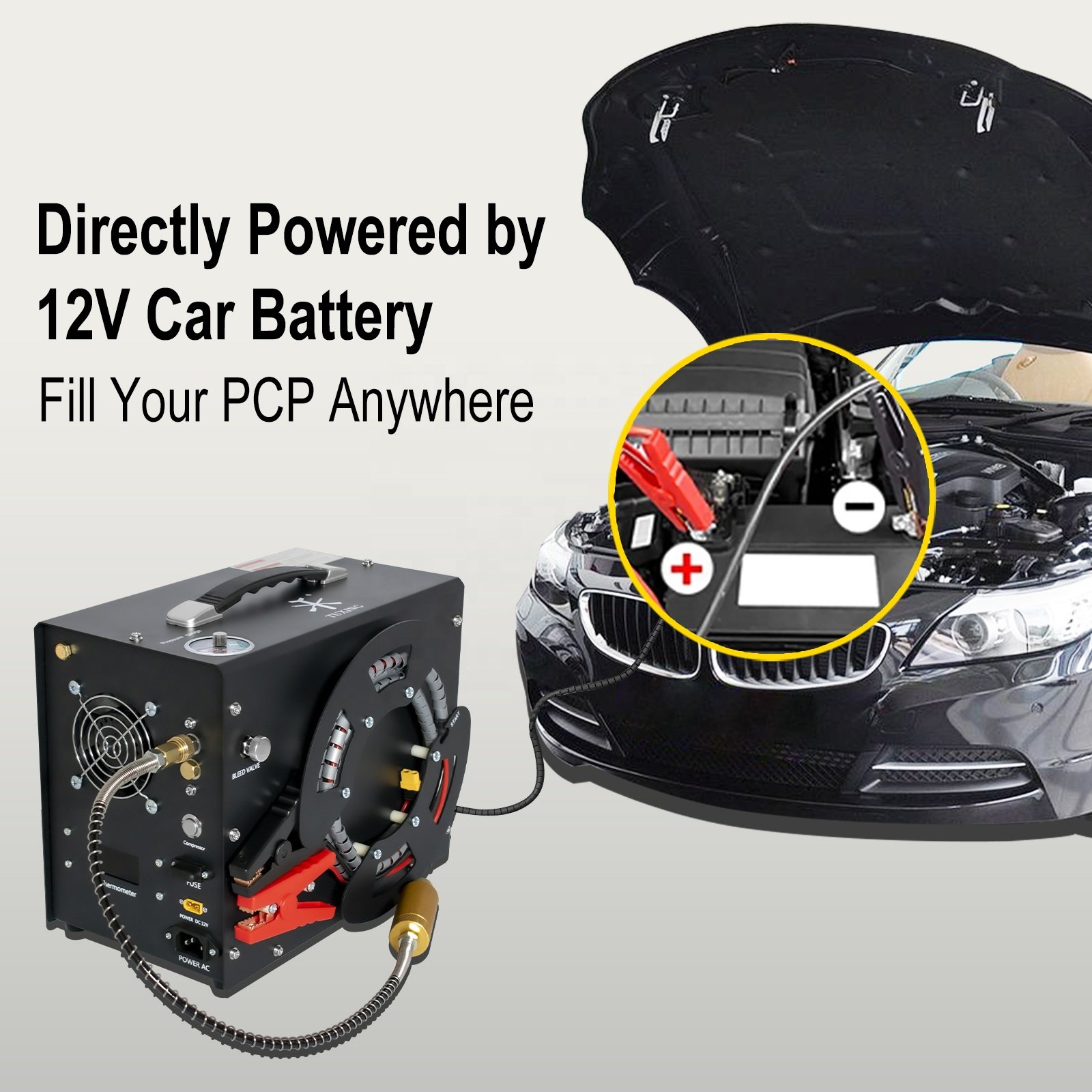 GP Factory Direct Sale OEM 110V 220V High Pressure 300bar 4500psi 30mpa Auto-Stop 12V Transformer PCP Paintball Air Compressor