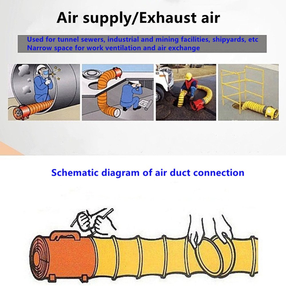 10inch High Velocity Extraction and Ventilation Air Mover Industrial Portable Air Blower Ventilator with 10M Flexible Duct