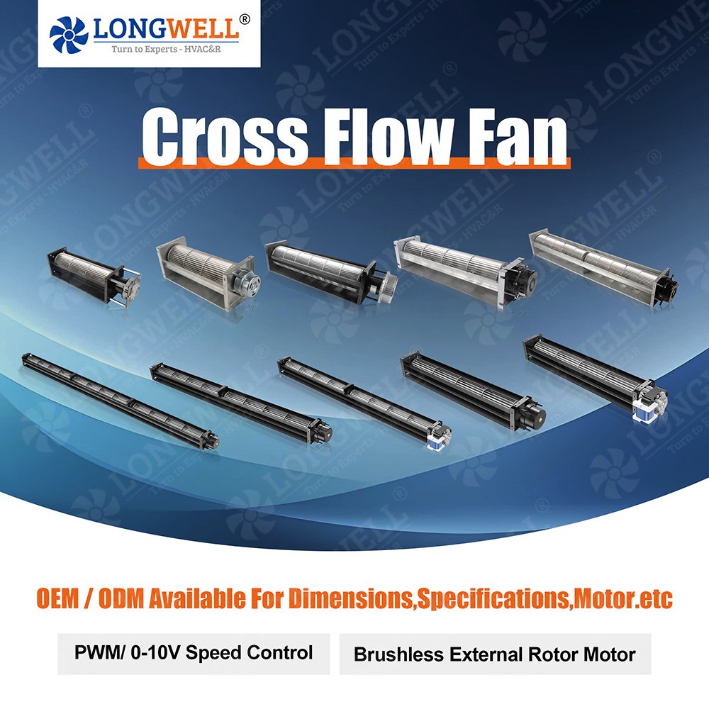 LONGWELL High Performance Double Tangential Fan Blower 60x240mm for Fireplace AC Motor 115v/230v Cross Flow Fan with Ptc Heater