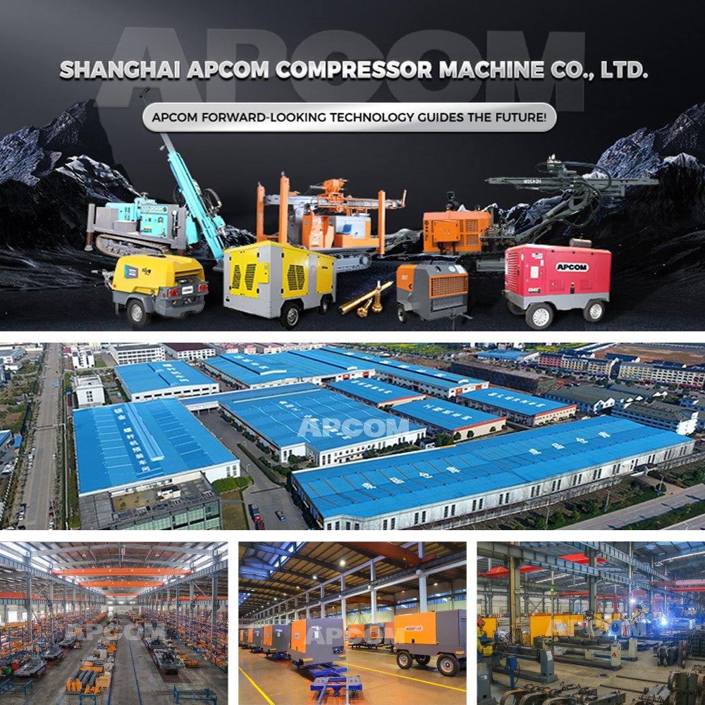 APCOM 20m3 20bar 700cfm Cummins Mining air Compressor 20 bar 700 Cfm Cummins diesel Engine Screw air Compressor with 2 Wheel