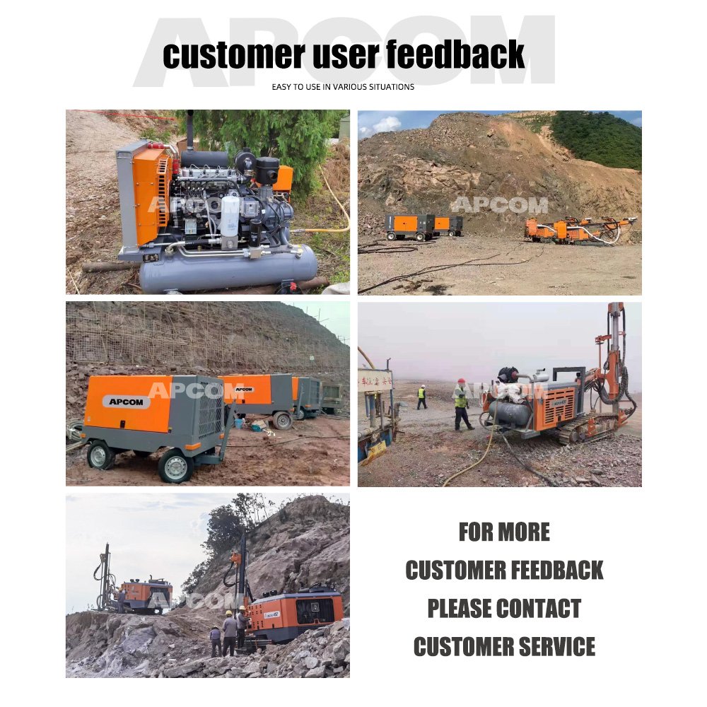 APCOM 20m3 20bar 700cfm Cummins Mining air Compressor 20 bar 700 Cfm Cummins diesel Engine Screw air Compressor with 2 Wheel