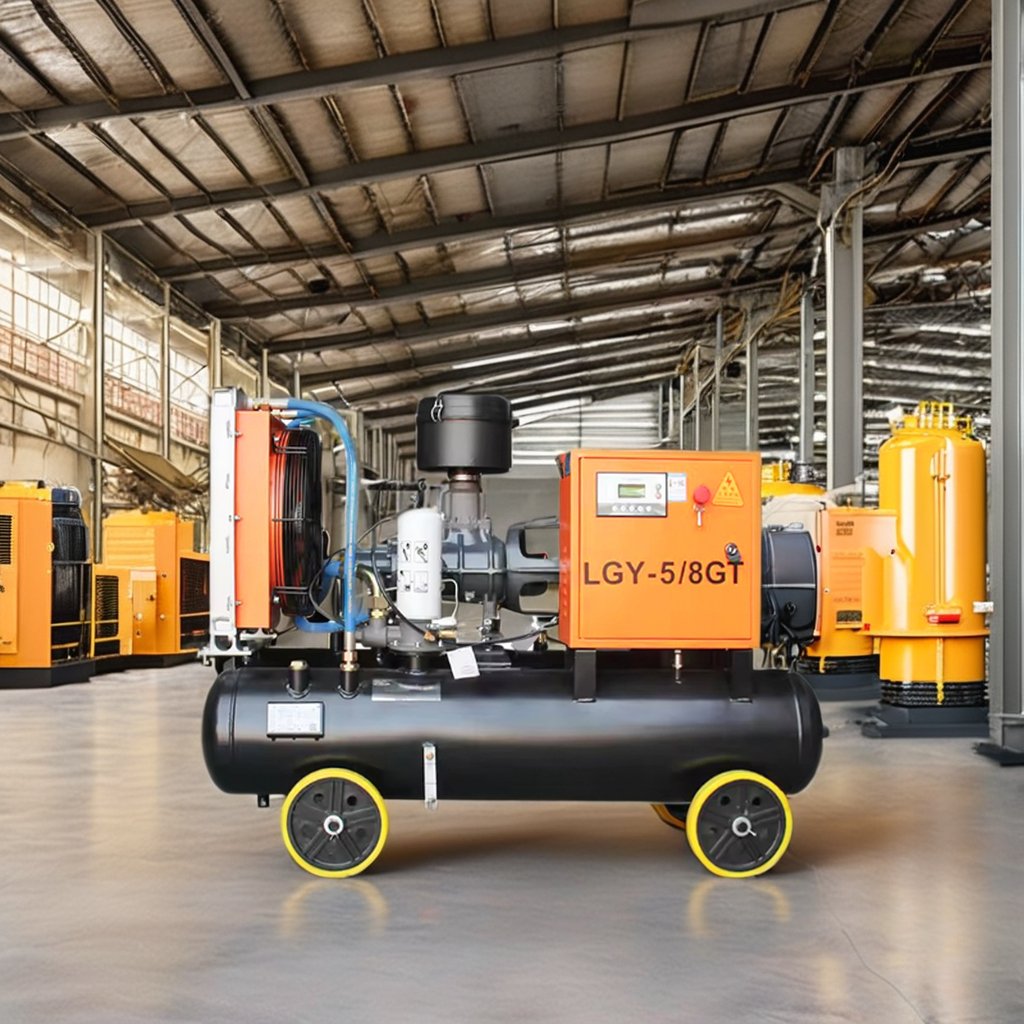 Low Oil Consumption One-year Warranty LGY-4.5/6 Portable Mining Double Gas tank Electric Movable Screw Air Compressor