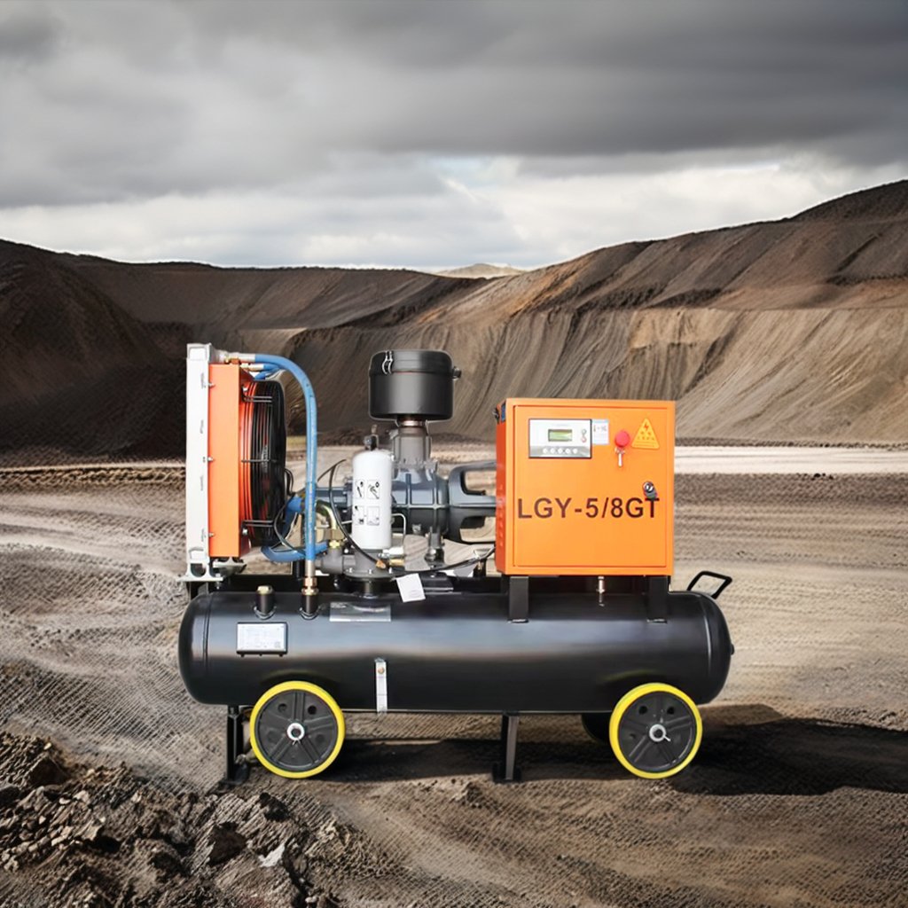 Low Oil Consumption One-year Warranty LGY-4.5/6 Portable Mining Double Gas tank Electric Movable Screw Air Compressor