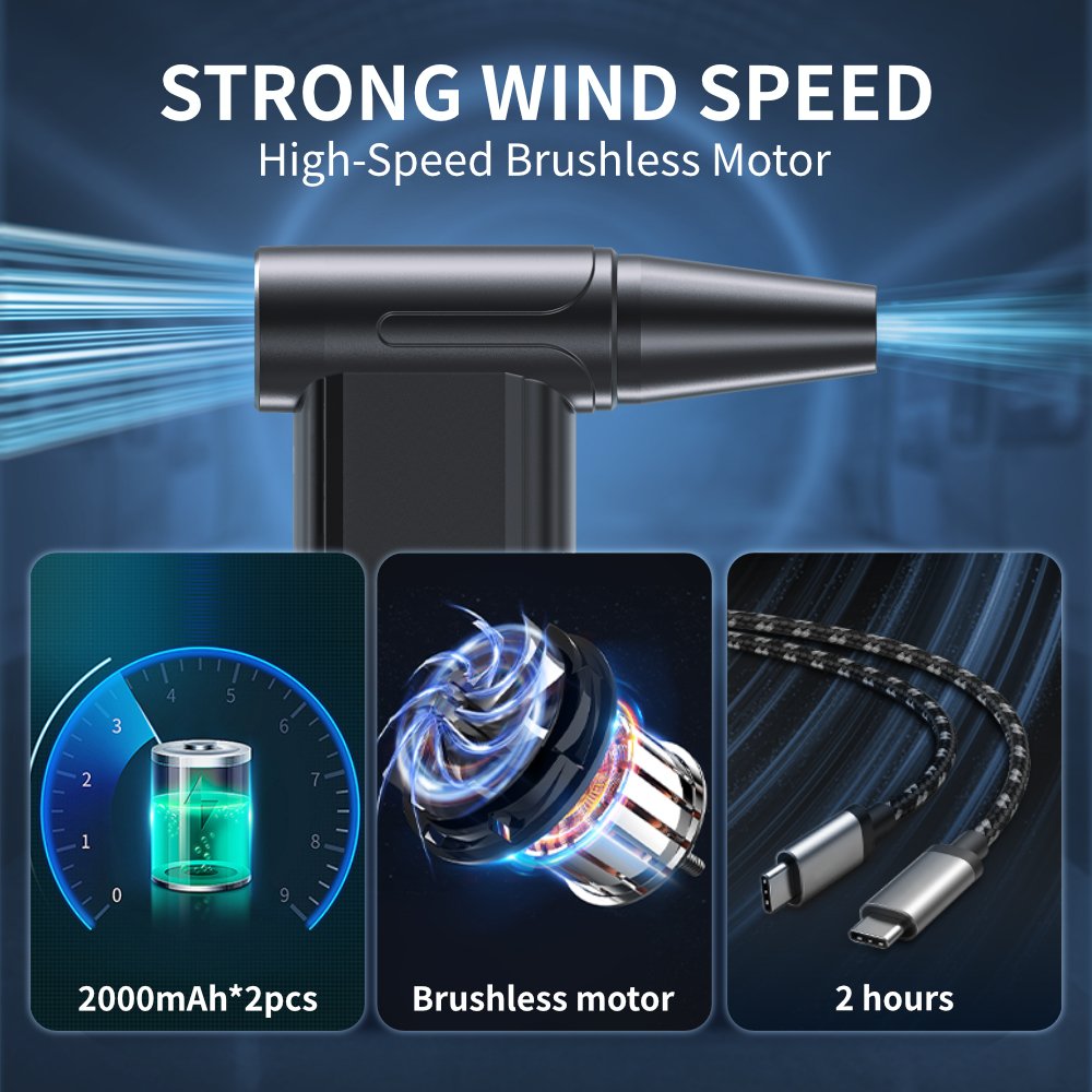 7 in 1 4000mah BLDC Motor Multi-function Small Compressed air Handheld Computer Keyboard Cleaning Turbo Fan Air Blower