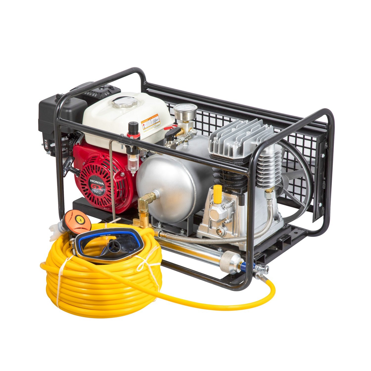 Scuba Diving Gasoline Engine Power Hookah Air Compressor With Hoses Directly 200L/MIN 8bar SCU80P