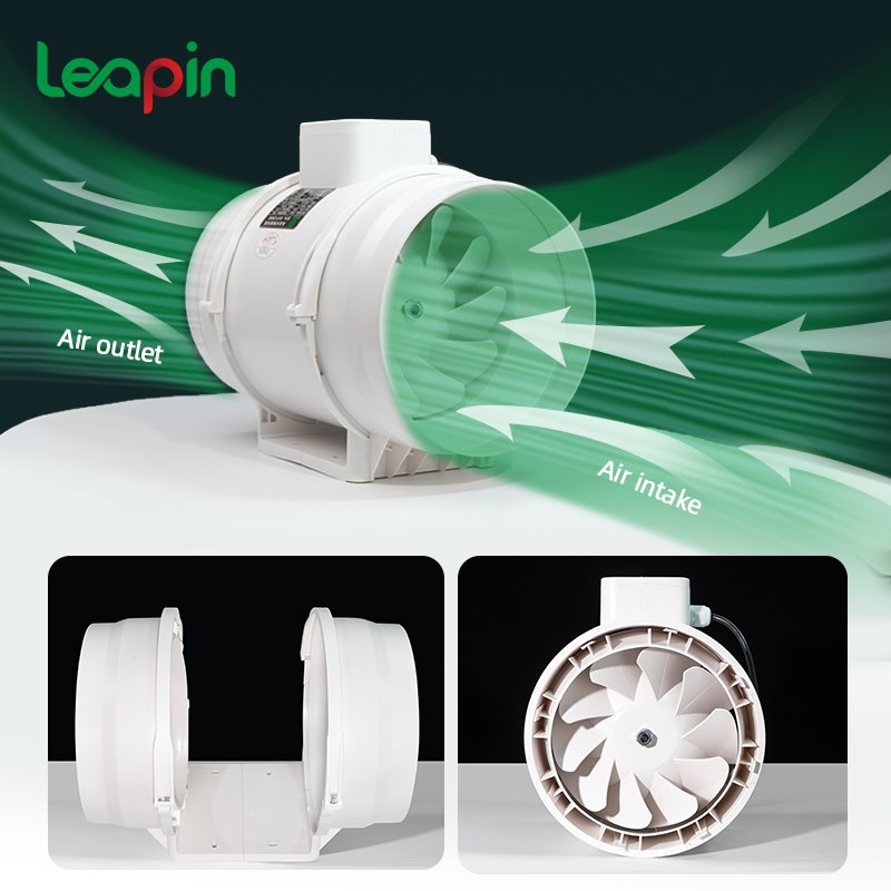4 to 12.5 Inch Max 2190m³/h Mixed Flow Fan Pipeline Pressure Fan Domestic Bathrooms Greenhouse Hydroponics