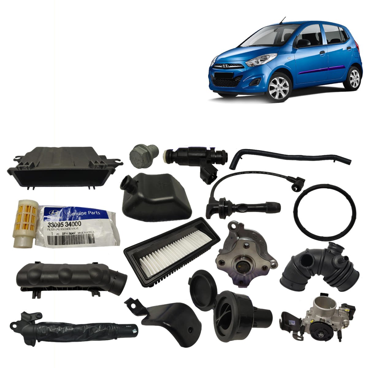 Hyundai I10 Auto Parts - Front Bumper Accessories Foglight Headlight Rear Bumper Front Bumper Radiator Compressor Shock Absorber