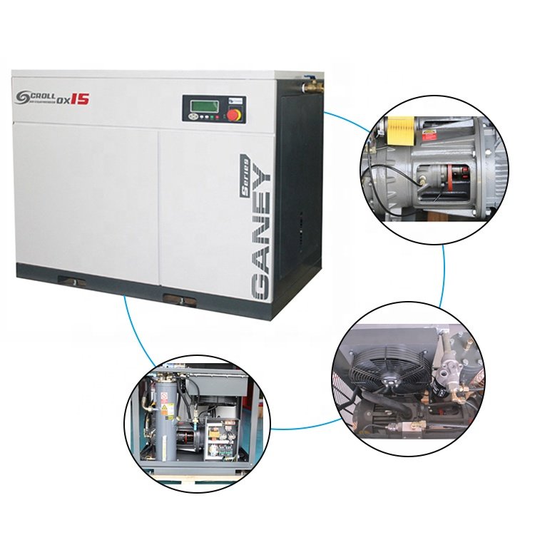 China Ganey 11kw 250 Cfm Scroll air Compressor with Drayer