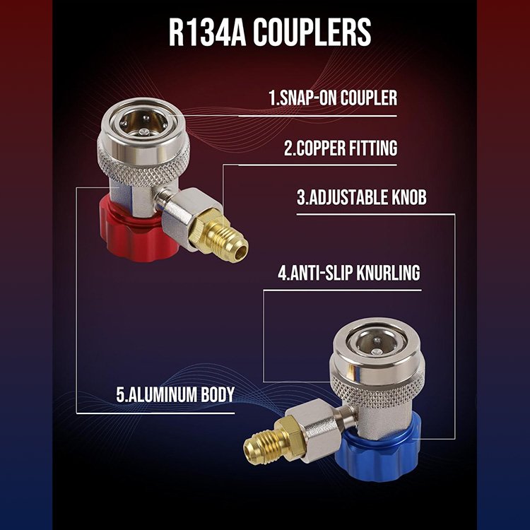 Car Air Conditioner R134A Quick Coupler Adaptors High & Low Pressure Quick Couplers For HVAC System