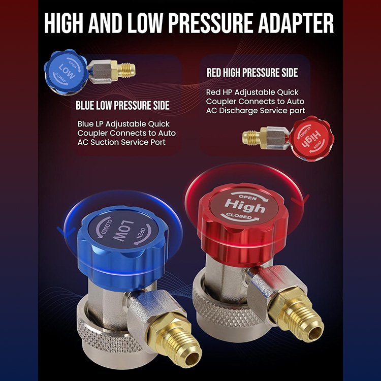 Car Air Conditioner R134A Quick Coupler Adaptors High & Low Pressure Quick Couplers For HVAC System