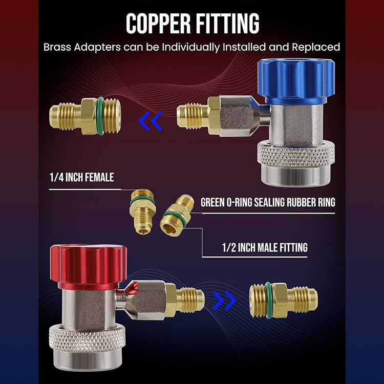 Car Air Conditioner R134A Quick Coupler Adaptors High & Low Pressure Quick Couplers For HVAC System