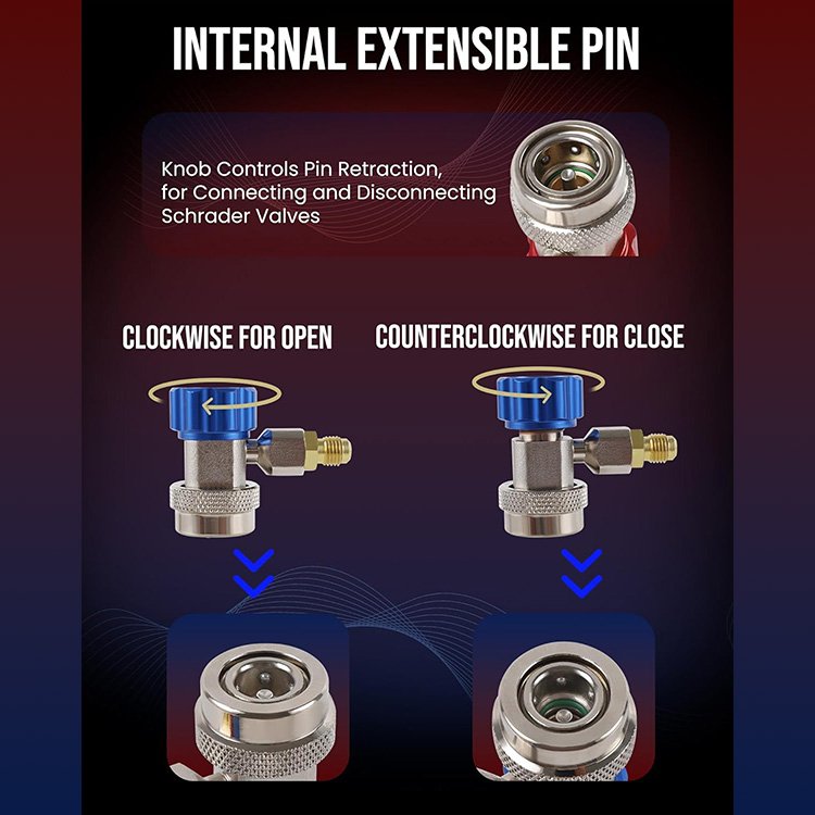Car Air Conditioner R134A Quick Coupler Adaptors High & Low Pressure Quick Couplers For HVAC System