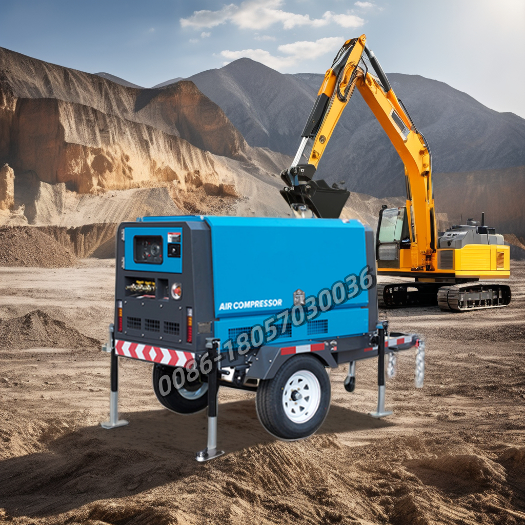 AIR-COMPRESSOR,750cfm Portable air Compressor ,with Trailer, 10 bar Pressure
