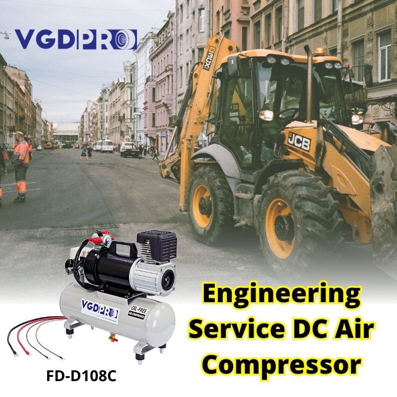 Portable 12V Air Compressor 8L Tank High Efficiency Long Duty Cycle Auto Cut Piston Oil-Free Industrial Weatherproof Compressor