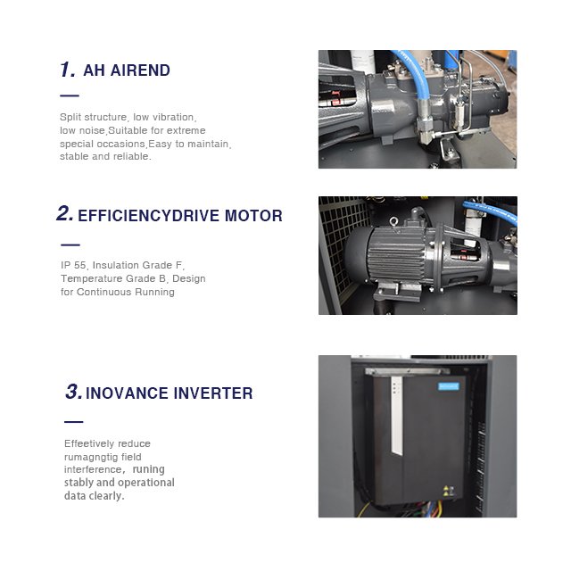 HANDE 4-IN-1 Industrial Machine Screw Air Compressor 22KW 30HP PM VSD Compressor 16Bar 20Bar With Dryer 5 Precision Filter