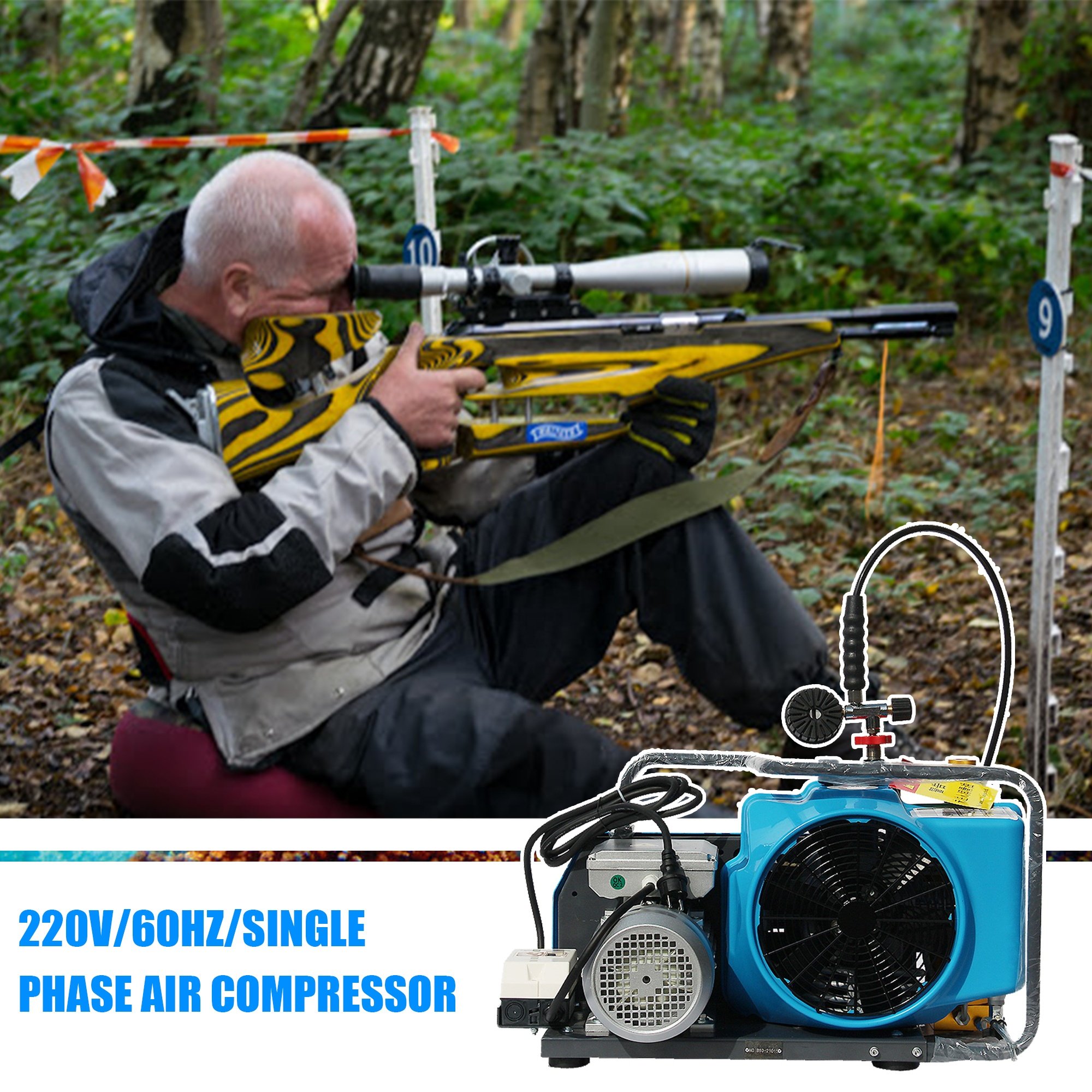 SCW100 Three-stage Compression 200bar 225bar 250bar 300bar 310bar 330bar High Pressure air Compressor for scuba Diving
