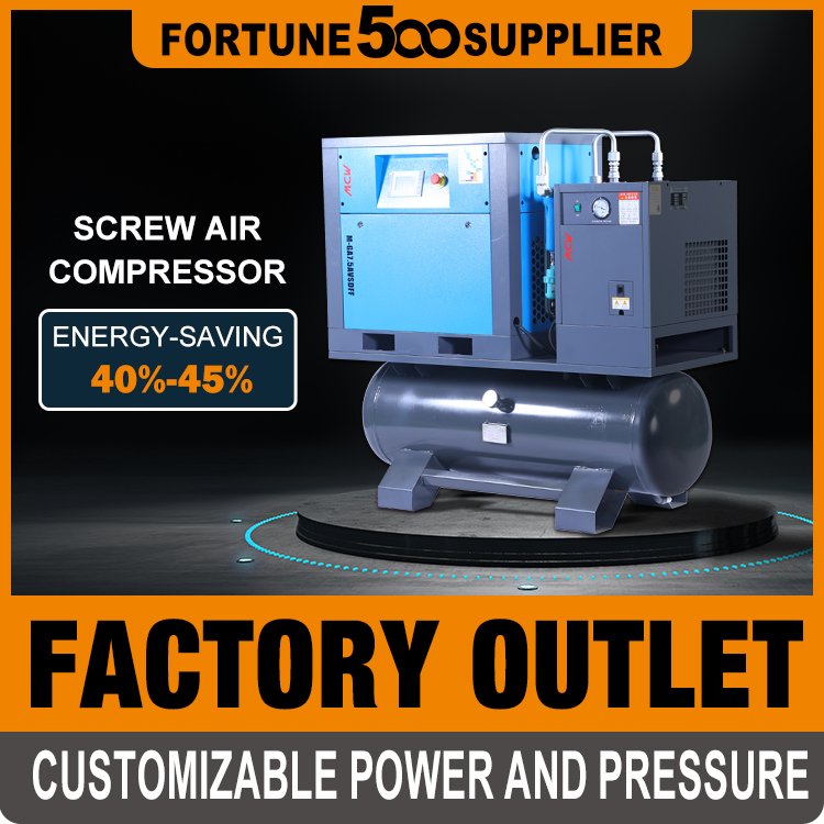 Three Phase Pm Vsd Screw Air Compressor 220/380v 50hz 60hz 7.5 kw 10hp 4 in 1 air Compressor Portable With CE