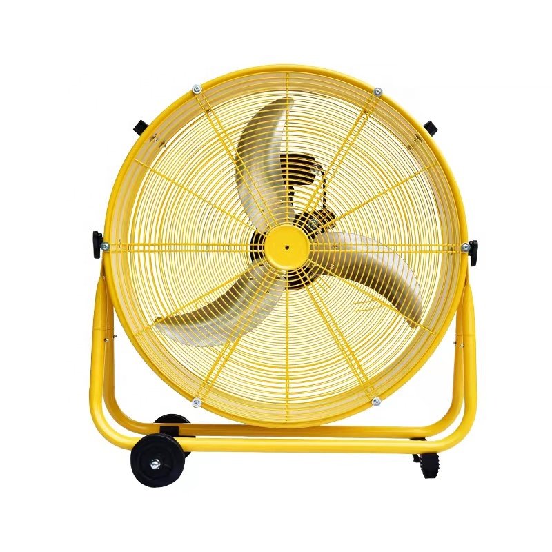 Quality Big Powerful High Speed Metal Blades 110v 220v Mobile 24" Inch Drum Fan for Commercial and Industrial Use