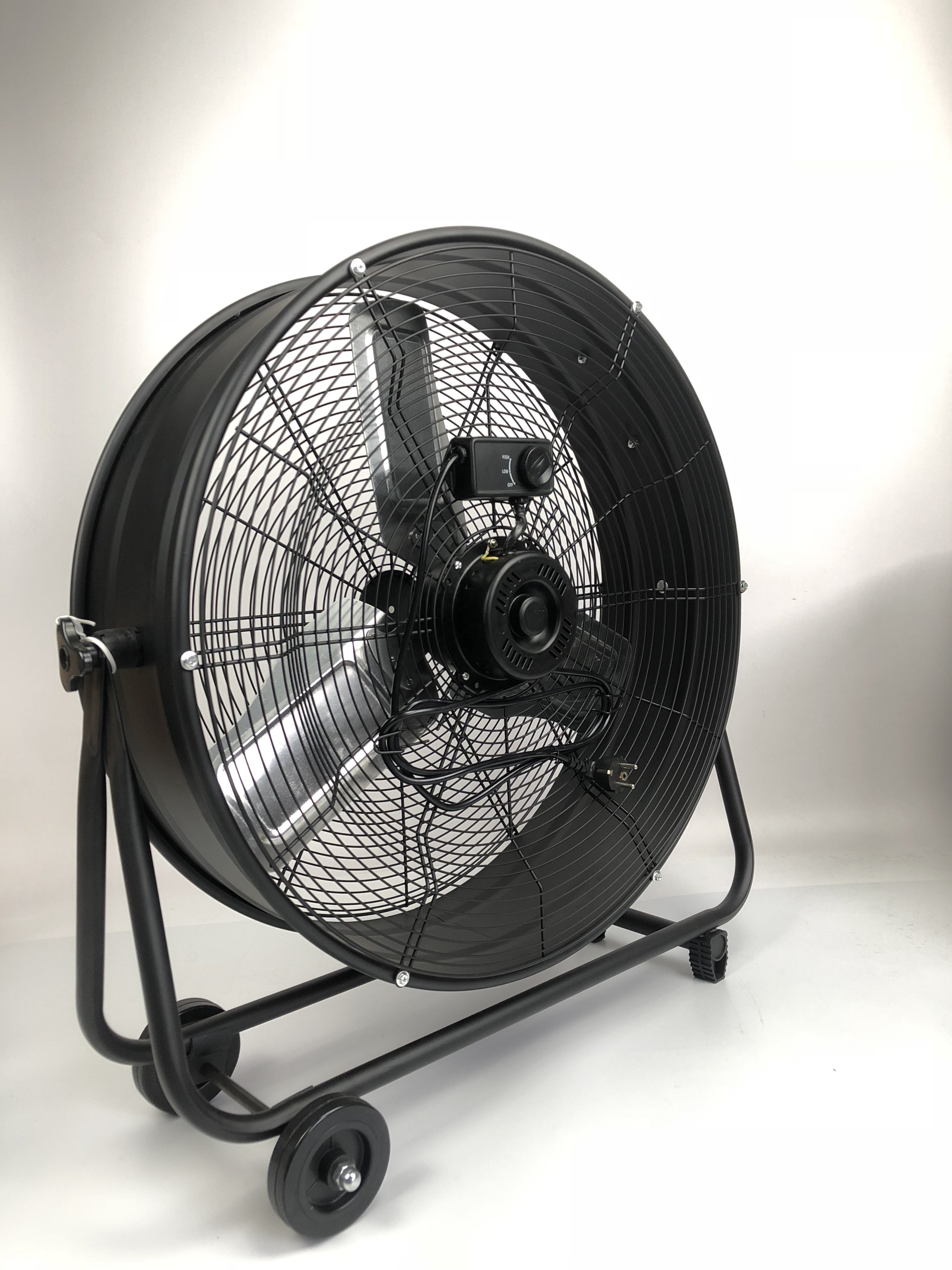 Quality Big Powerful High Speed Metal Blades 110v 220v Mobile 24" Inch Drum Fan for Commercial and Industrial Use