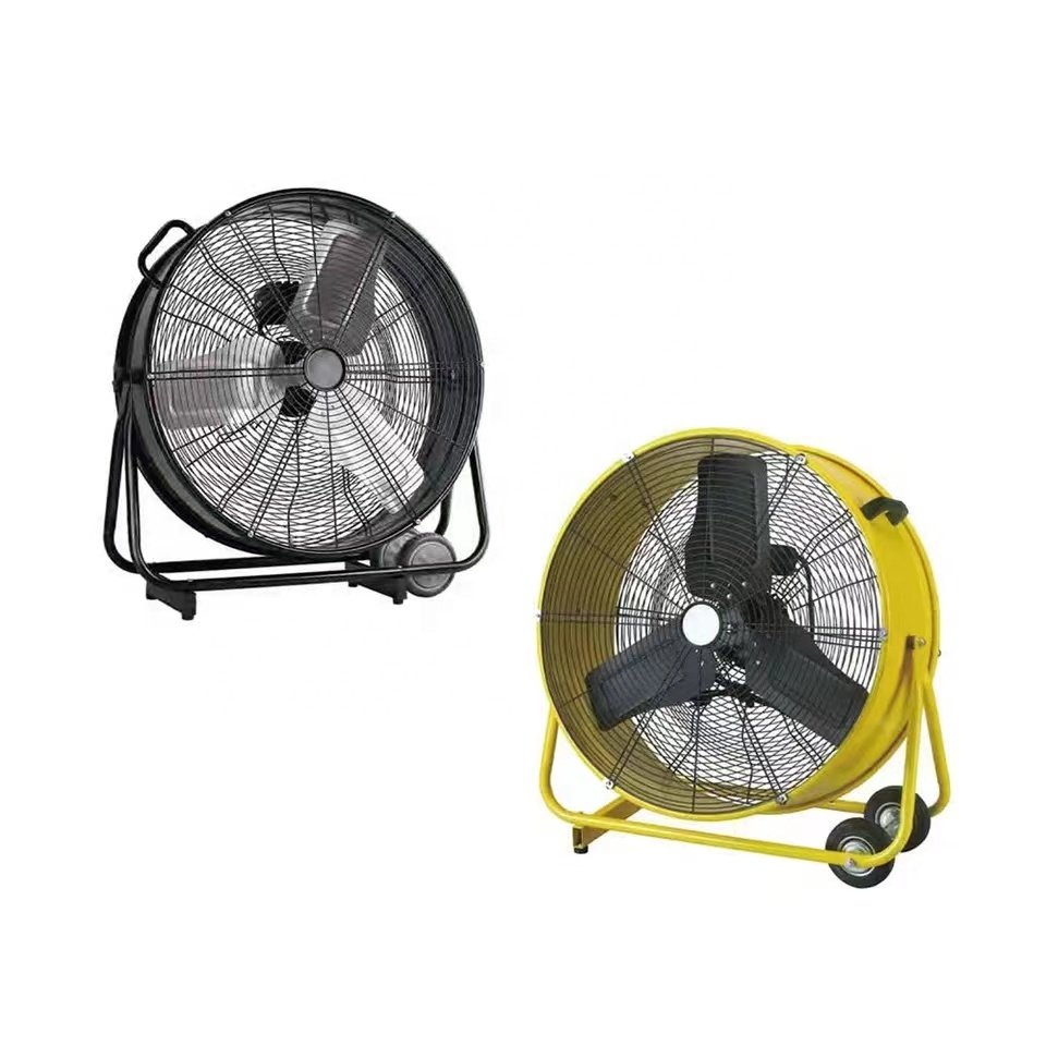Quality Big Powerful High Speed Metal Blades 110v 220v Mobile 24" Inch Drum Fan for Commercial and Industrial Use