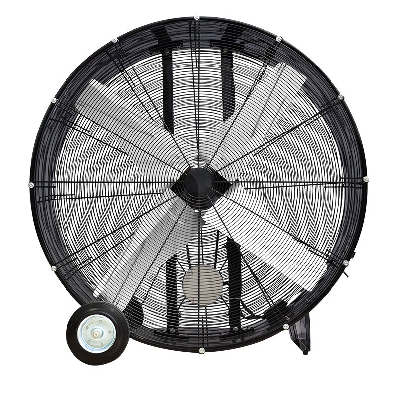 Quality Big Powerful High Speed Metal Blades 110v 220v Mobile 24" Inch Drum Fan for Commercial and Industrial Use