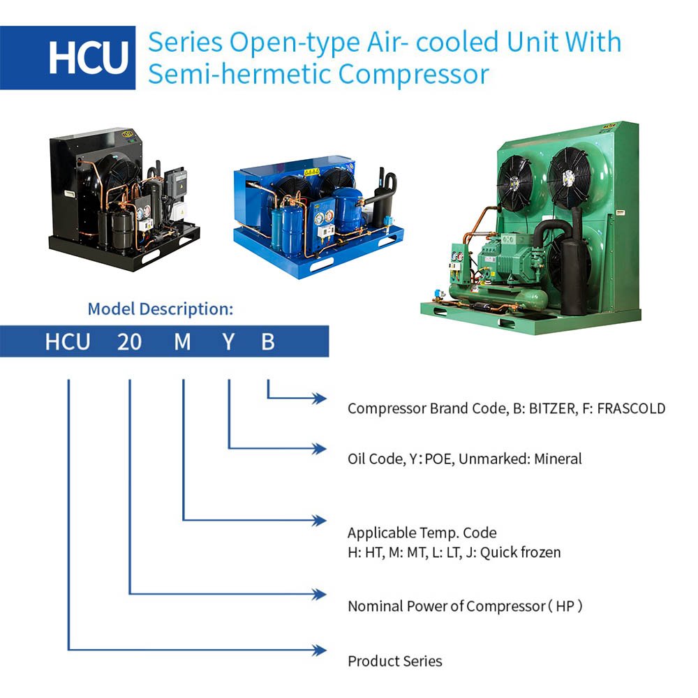 Maneurop Semi-Hermetic Condensing Unit Danfoss Compressor Low Temp Cold Room Refrigeration Unit Air Cooled 2HP~15HP Outdoor Unit