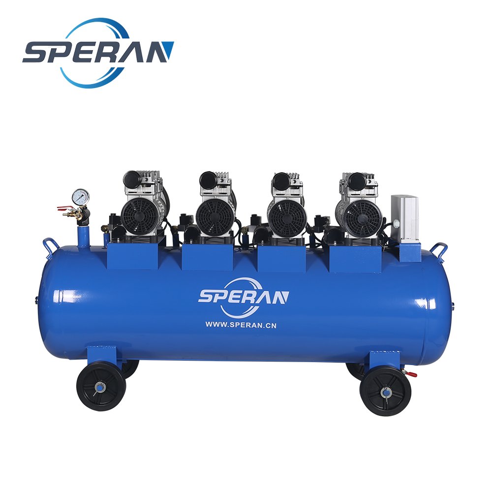Top Manufacturer 8 bar 3 4 Cylinder 100l Oil Free Best Quiet Silent air Compressor with Wheels