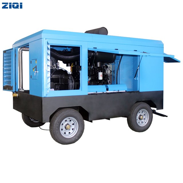 High Quality Trailer Mounted Two Stage Compressed Portable Mobile Diesel Screw Air Compressor for Drilling Machine