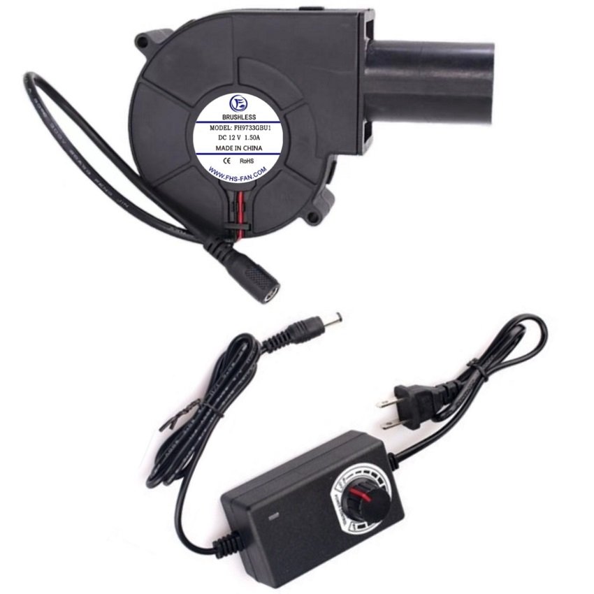 97x97x33mm 12v Dc Blower Fan with Adapter Power Plastic Round Outlet for BBQ 9733 Dc Cooling Fan