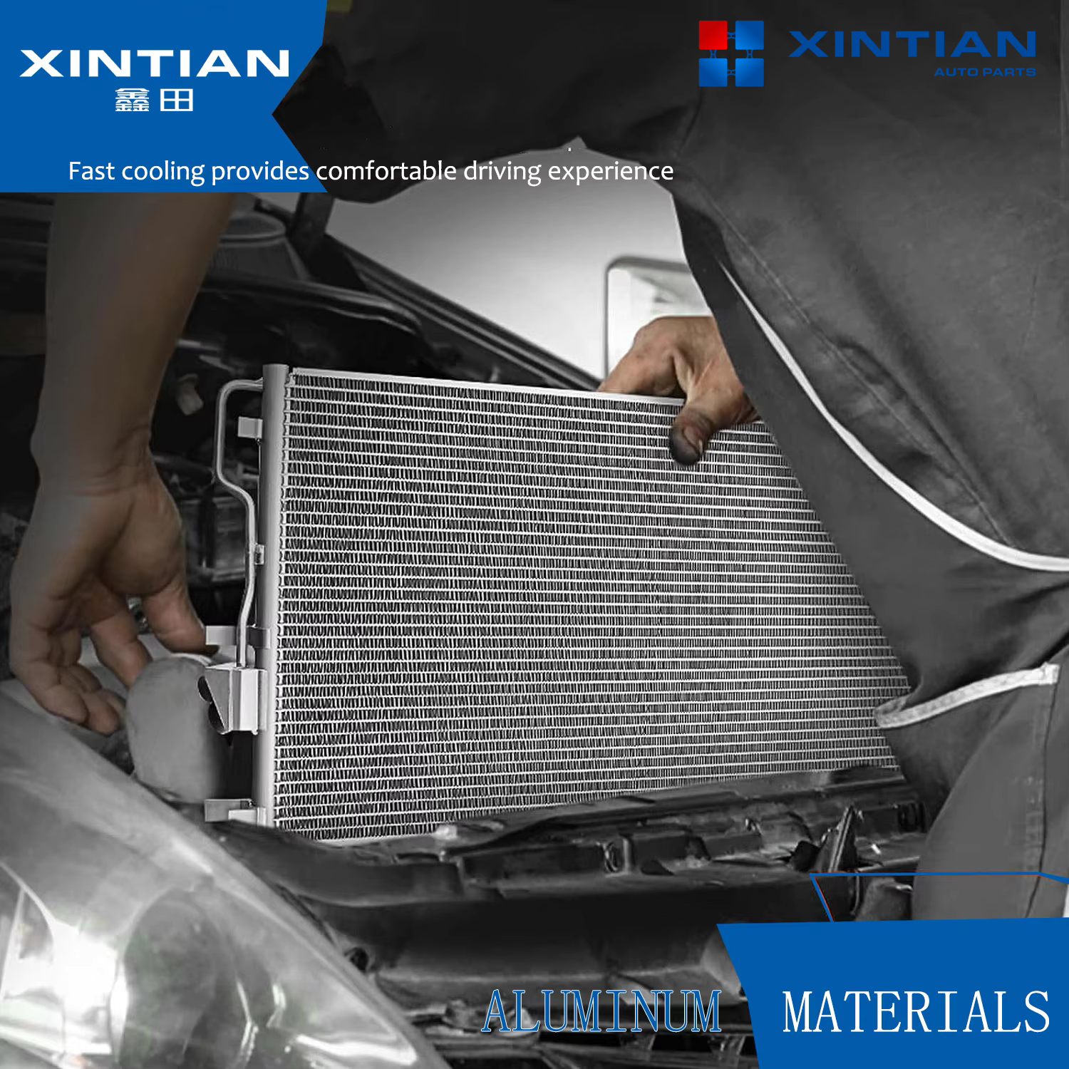 Xintian Aluminium air Conditioning Condenser for Toyota Series OEM ODM Auto AC Condenser Customized Air Cooled Condensers