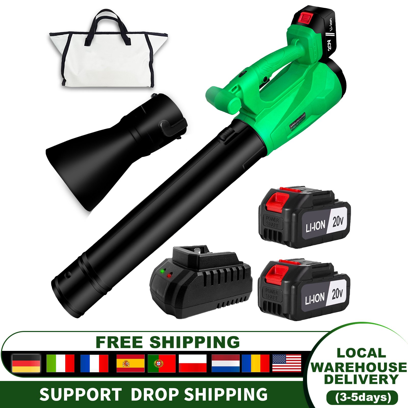 20V High Power Cordless Leaf Blower, 6 Level Speed Adjustment,US Local Warehouse