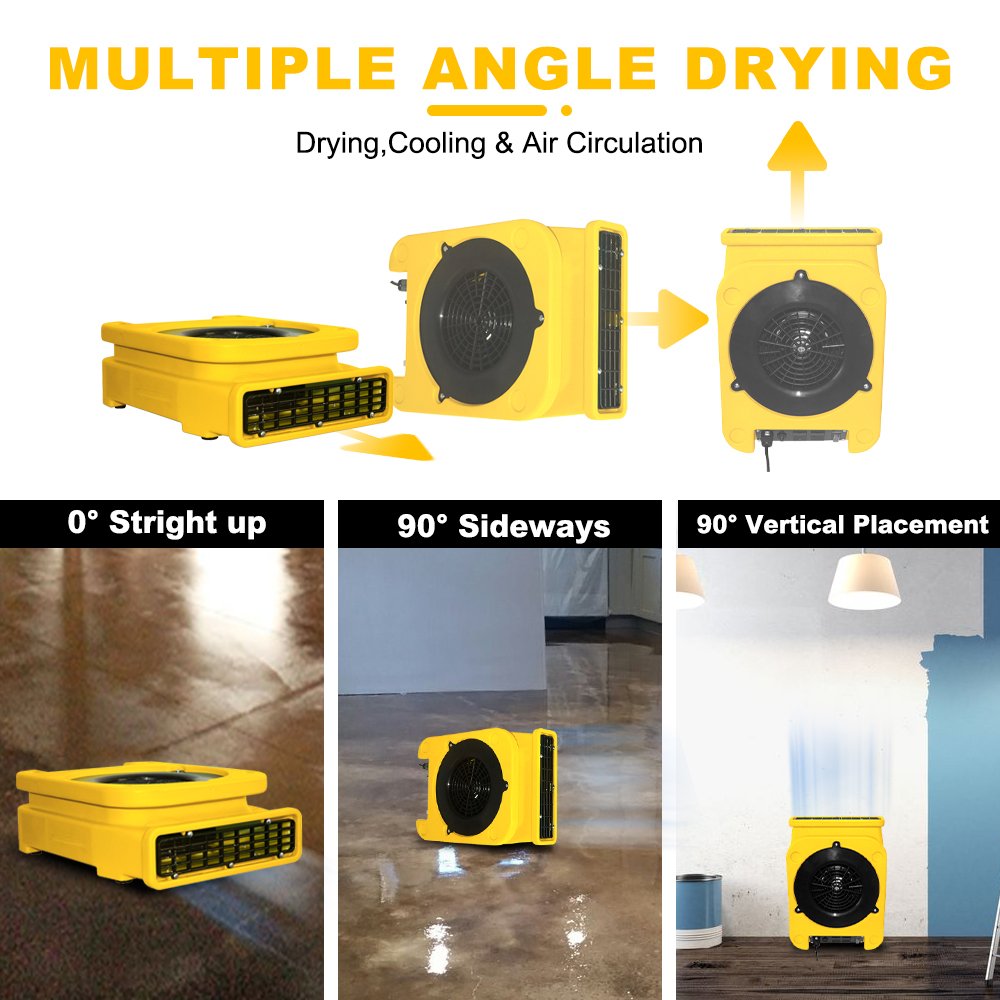 800CFM Portable Handle Daisy Chain Compact Commercial Flat Blower Fan 110W Low Profile Air Movers Floor Drying Electric