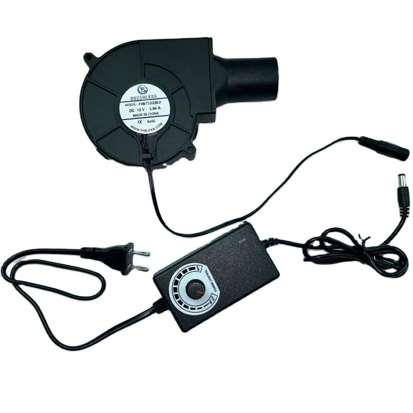 Large Air Volume Centrifugal Air Blower Fan Round Outlet With Speeds Controller 97mm 9733 Bbq Small Blower Fan